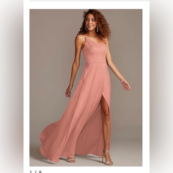 desert coral satin dress Coral Pink Bridesmaid Dress Matte Satin Size Medium